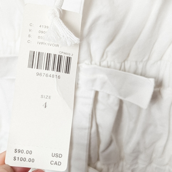 DAMSON MADDER NWT Bianca Ruffle Bow Blouse White Puff Sleeve 4 S - Picture 9 of 9